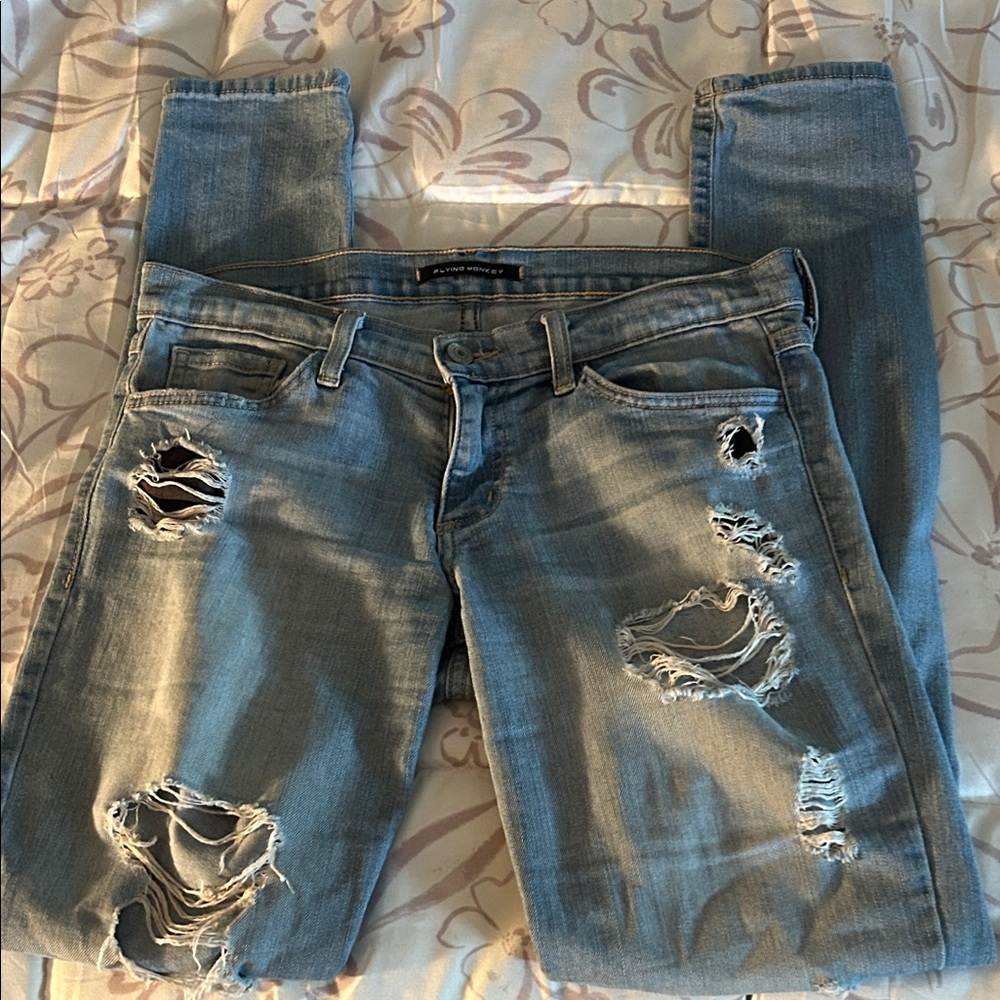 Flying Monkey Light Blue Distressed Boyfriend Jeans